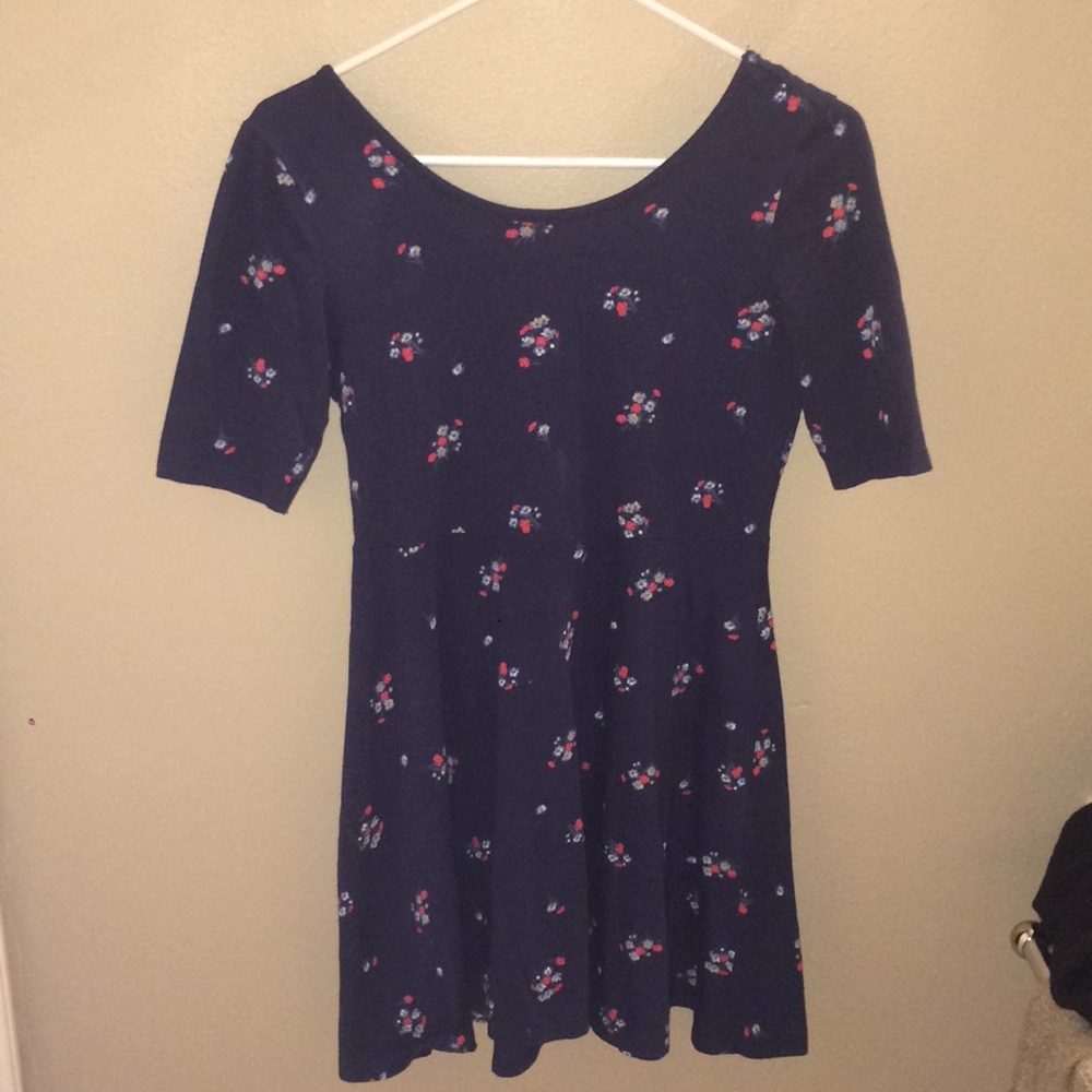 Navy blue with flower mini dress